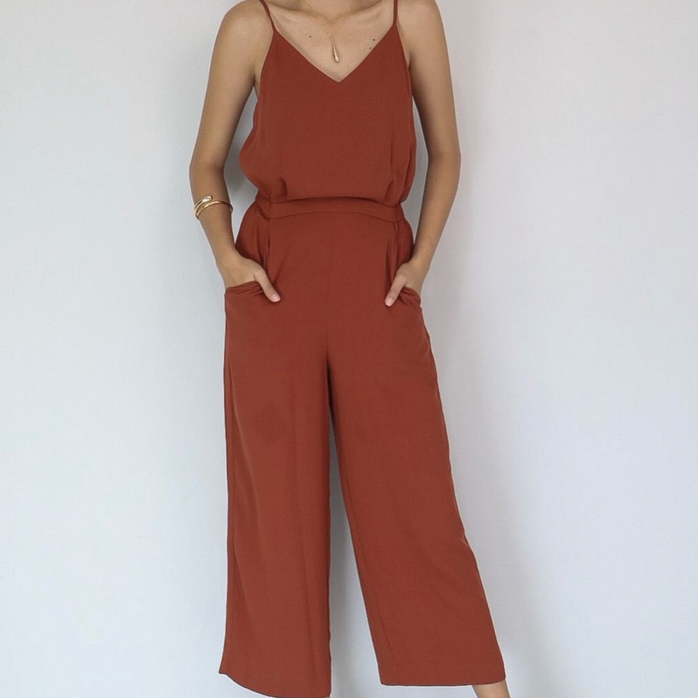 Elegant Uniqlo Rust Cami Side Zip Jumpsuit